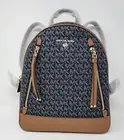 Michael Kors Brooklyn Medium Dark Denim Logo Jacquard Backpack