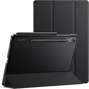 JETech Case for Samsung Galaxy Tab S10 FE / S9 FE 10.9-Inch, Slim Translucent Back Tri-Fold Stand Protective Tablet Cover, Support S Pen Charging, Auto Wake/Sleep (Black)