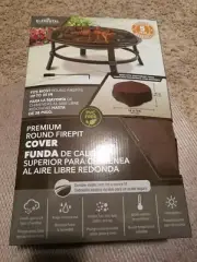 38” Brown Round Firepit Cover heavy-weight fabric Water-resistant Fire Pit