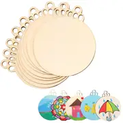 10Pcs Wooden Round Bauble Blank Christmas Tree Hanging Ornament DIY Craft