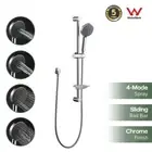 Shower Rail Set 4-Mode Hand Held Shower Head Chrome with Soap Holder Sliding Bar