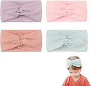 OUDQFCJ Pack of 4 Baby Headband Girls Hair Band Newborn Soft Elastic Headband Wide Headbands for Toddlers (0-6 Months)
