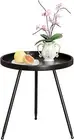 Round Small End Table – Black Metal Side Table, Mini Bedside Table for Living Ro
