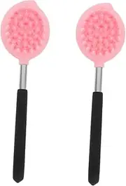 TOVINANNA 2pcs Long Handle Silicone Body Scrubber for Shower Ergonomic Back Brush Soft Exfoliating Bath Tool for Cleaning Reach Areas Comfortable Bathing Experience