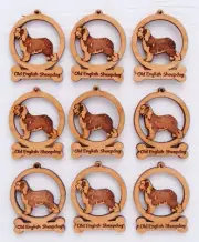 Old English Sheepdog Mini Ornaments Box of 9