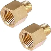 BILAL Brass Pipe Fittings 1/8" Male to 1/4" Female NPT Reducer Adapters, Female to Male Brass Hex Bushing-O.D x I.D: 3/8" x 1/2" (Pack of 2)