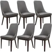 Claire Set of 6 Dining Chair Genuine Leather Solid Rubber Wood Frame Dark Brown