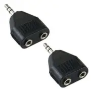2PK 3.5mm Jack Plug Splitter to 2X 3.5mm/AUX Adaptor for Earphones Headphones