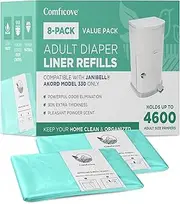 8 Pack Adult Diaper Liner Refills, Compatible with Janibell Akord 330 Model, Adult Diaper System to Eliminate Waste, Odor Resistant by Comficove