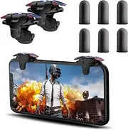 Mobile Game Controller Trigger,4 Finger Game Trigger Gamepad Large Thickness, Sensitive Trigger with 3 Pair Gaming Finger Sleeves