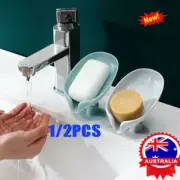 1/2 Leaf-shape Soap Box Drain Rack Soap Holder Home Free Perforation Suction Cup