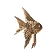 Darlin Driftwood 37x55cm Angel Fish Wall Art Hanging Home Decor Display Brown