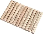 OwnMy Set of 11 Wooden Clay Texture Rollers Handle Pottery Roller Tools Clay Modeling Pattern Rollers Kit with Box, Flower Leaf Tree Pattern Clay Rolling Pins Snowflake Star Texture Pottery Rollers