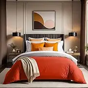 Premium Ranforce Single Quilt Cover, 135 x 200 cm, 100% Cotton, Cinnamon Colour, Button Closure, 145 Thread Count, Machine Washable at 30°C, Cosy & Stylish Bedding