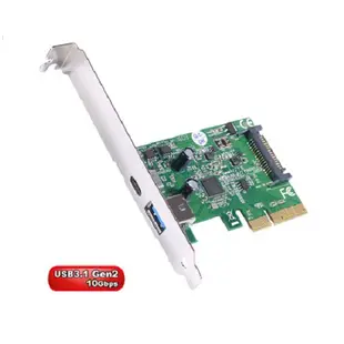 DigiFusion伽利略 PCI-E 4X USB3.1 Gen2 1A1C 擴充卡(PTU312C)-CARD284