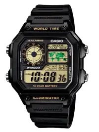 在飛比找Yahoo!奇摩拍賣優惠-【萬錶行】CASIO 十年電力世界時間錶款 AE-1200W