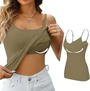 [Aliciga] Tank Tops with Built in Bras Cute Crewneck Sleeveless Cami Tank Tops for Women Cropped Workout Tops for Women 2024