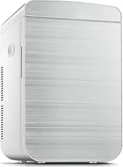 25L Mini Fridge For Bedrooms Car Refrigerator Electric Reefer Food Heater & Beverage Cooler Table Top Fridge For Cars, Homes, Offices, And Dorms AC+DC Power Compatibility(Silver,Dual core)