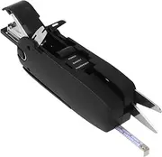 OFFSCH Multifunctional Portable Office Tools Set Black Folding Pocket Stationery Kit with Scissors Flexible Rule Pencil Sharpener Stapler Screwdriver Puncher Nail Puller