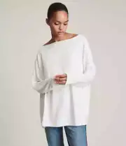All Saints Rita T-shirt Designer Long Sleeve Drop Shoulder Tee Top SZ S 2/14