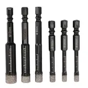 6Pc Black Dry Diamond Drill Bits Set for Ceramic Marble Tile Stone1545