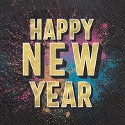 Happy New Year Party Paper Napkins 80CT - 2 Packs of 40CT 6.5'' x 6.5'' Lunch Napkins - Vibrant - Colorful - Countdown Glow Design for Memorable Events