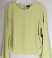 Vince Camuto women’s Long Sleeve Top Blouse SMALL chartreuse lime green