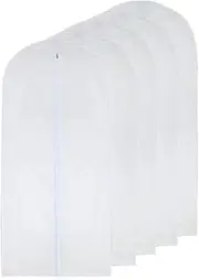 [EZONEDEAL] Garment Bag Clear, 24'' x 48'' Long Moth Proof Garment Bags, Translucent Dust Cover Lightweight White Breathable Full Zippe for Suits,Dresses,Shirts (5PCS)