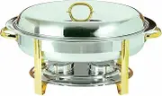 Food Warmers,Buffet Server Food Warmer,hot Plates Oval Hot Pot 6 Liters of Full Stainless Steel Size and Buffet Heater Food Tray Tray Water Tray Frame Cover and Buffet Heater Silver,Gold