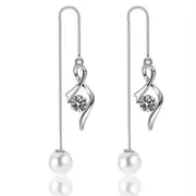 2PCS Copper Woman Fashion Jewelry Heart Ear Line Long Tassel Retro Earring