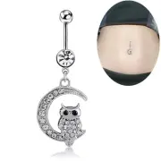 White Moon Owl Pendant Navel Piercing Women Belly Button Ring Piercing K7