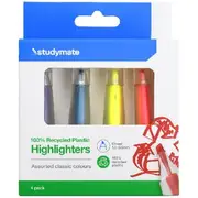 Studymate Highlighters 4 Pack Assorted