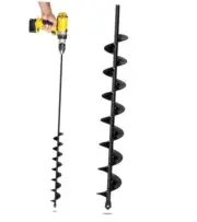 2”x32“ Auger Drill Bit for Planting, Garden Drill Auger for 2"x32" Black