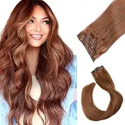 Clip in Hair Extensions Human Hair 7pcs 70g Set #30 Medium Auburn Silky Straight Top Grade 7A Remy Extensions Clip-in Hair for Women