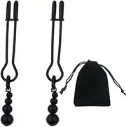 Pendant Nipple Clamp Non Piercing Adjustable Sexy Nipple Clip Clamps Dangle Weight Nipple Noose Ring Nipple Body Jewelry Black