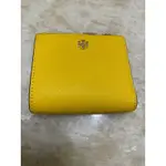 TORY BURCH 短夾 黃+粉撞色 防刮皮 現貨 招財色 咖啡色  雙層紙抄+6卡片+拉鍊零錢夾層 實品照