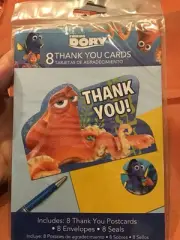 Disney Finding Dory 8 Thank You Cards -New