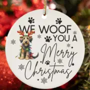 Merry Christmas Irish Wolfhound Dog Woof Xmas Lover Ornament Gift Tree Decor