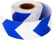 Reflective Tape， 3 Meters*10 CM Reflective Warnig Tape Marking Tape Self-Adhesive Arrow Car Sticker Works Great for Trucks Trailers(Blue+White)