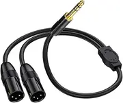 Snblzhef 6.35mm TRS Male Plug to 2 Dual XLR Male Microphone Stereo Unbalanced Audio Converter Adapter Y Splitte Cable Cord-C