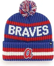 Genuine Stuff '47 MLB Unisex-Adult Cooperstown Bering Cuff Knit Cold Weather Pom Beanie Hat, Atlanta Braves, One Size