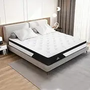 STARRY EUCALYPT Queen Mattress 18cm Thick Duracoil Bonnell Spring, Euro Top Bed Mattress with Airflow High Density Memory Foam and Enhanced Edge Support, Medium Firm with Topper Mattress Pad