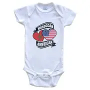 Moroccan American Hearts USA Morocco Flags Baby Bodysuit - Baby Shower Gift