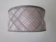 NEW JACLYN SMITH Pink w/ Silver 2" Wired CHRISTMAS Ribbon 21 Feet