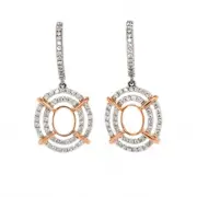 Earring Semi Mount Oval 8x6mm In 14k Multi Gold With Diamond Accents (37431)