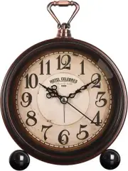 Vintage Alarm Clock Battery Night Light Silent Non Ticking Analog Table Clock