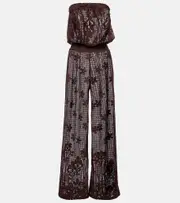 [Melissa Odabash] Melissa Odabash Viv off-shoulder cotton-blend jumpsuit AU 16 brown
