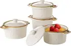 ONEMORE Ceramic Ramekins with Lids - 6Oz, Set of 4 - Oven Safe Small Casserole D