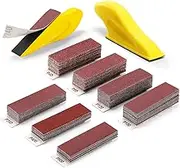 POLIWELL Micro Sanding Tools 3.5 x 1 Detail Sander for Small Projects, Mini Handle Sander Kit+ Sandpaper 40 80 120 180 240 400 600 Grit for Crafts Wood Finishing Tight Narrow Spaces, 120 PCS