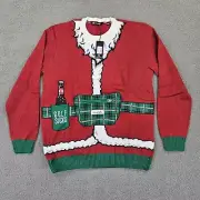 Travis Mathew Christmas Sweater Mens XL Santa Clause Beer Golf Pullover Pocket